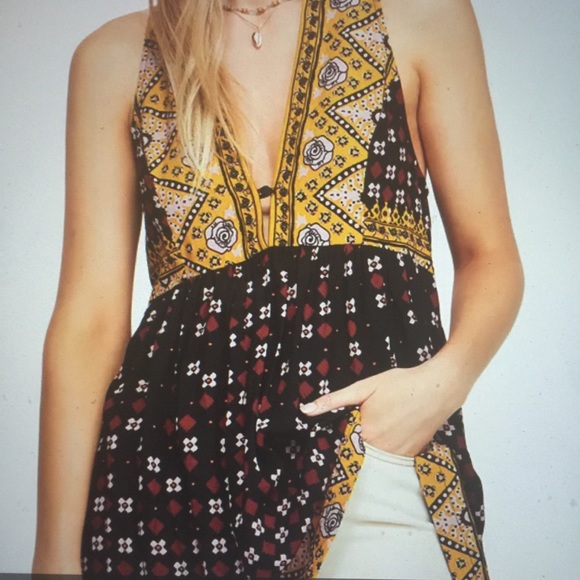 Free People Tops - FP Charlotte Mixed-Print Racerback Fit & Flare Top